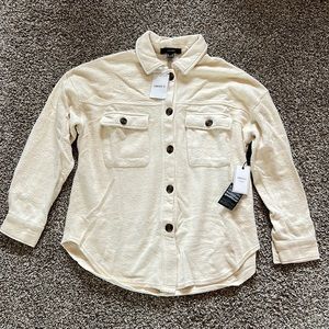 NWT Cream Fleece Button-Front Shacket